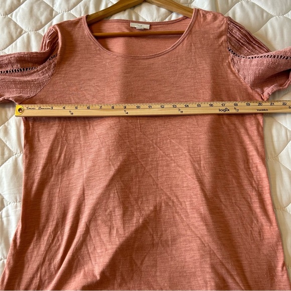 J. Jill Pink Coral Woven Lace Sleeve Top. Size Small. - Picture 10 of 10